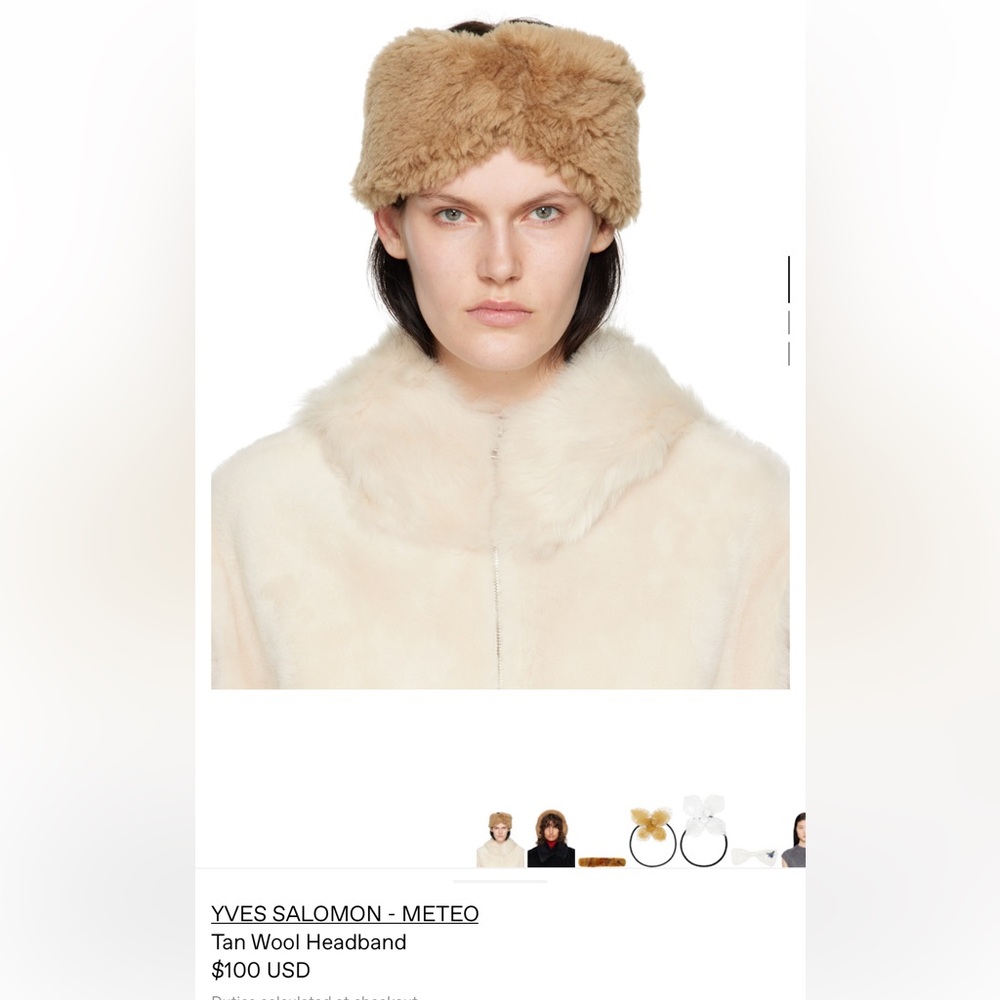 Yves Salomon tan wool headband
